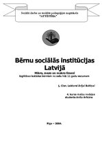 Research Papers 'Bērnu sociālās aprūpes institūcijas Latvijā', 1.