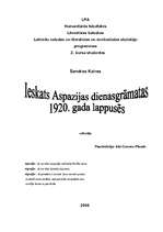 Research Papers 'Ieskats Aspazijas dienasgrāmatas 1920.gada lappusēs', 1.