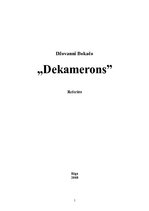 Research Papers 'Džovanni Bokačo "Dekamerons"', 1.