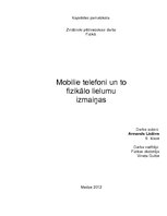 Research Papers 'Mobilie telefoni un to fizikālo lielumu izmaiņas', 1.