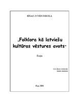 Essays 'Folklora kā latviešu kultūrvēstures avots', 1.