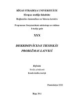 Research Papers 'Diskriminācijas tiesiskās problēmas Latvijā', 1.