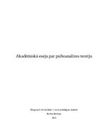 Research Papers 'Akadēmiskā eseja par psihoanalīzes teoriju', 1.