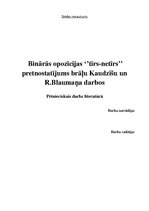 Research Papers 'Binārās opozīcijas "tīrs-netīrs" pretnostatījums brāļu Kaudzīšu un Rūdolfa Blaum', 1.