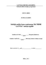 Research Papers 'Iekšējā audita loma uzņēmuma SIA "Rimi Latvia" mērķu izpildē', 1.
