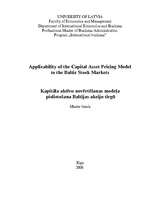 Term Papers 'Applicability of the Capital Asset Pricing Model to the Baltic Stock Markets ', 1.