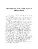 Essays 'Pārspriedums par Latvijas valdības pozitīvo un negatīvo veikumu', 1.
