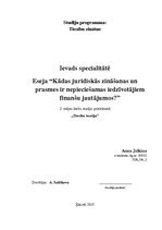Essays 'Latvijas iedzīvotāju juridiskās prasmes finanšu jautājumos', 1.