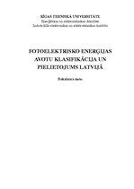 Term Papers 'Fotoelektrisko enerģijas avotu klasifikācija un pielietojums Latvijā', 1.