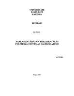 Research Papers 'Prezidentālās un parlamentārās valsts sistēmas salīdzinājums', 1.