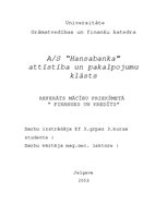 Research Papers 'AS "Hansabanka" attīstība un pakalpojumu klāsts', 1.