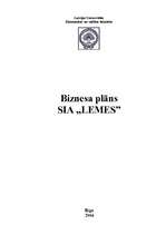 Business Plans 'SIA "Lemes"', 1.
