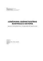 Research Papers 'Uzņēmuma grāmatvedības kontroles sistēma', 1.