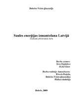 Research Papers 'Saules enerģijas izmantošana Latvijā', 1.