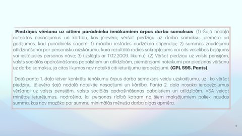 Presentations 'Piedziņas vēršana uz darba samaksu, tai pielīdzinātajiem maksājumiem un citām na', 9.