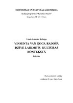 Research Papers 'Vinsenta van Goga dzīve laikmeta kontekstā', 1.