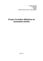 Research Papers 'Eiropas Savienības dibināšana un ekonomiskā attīstība', 1.