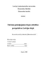 Research Papers 'Tūrisma pakalpojumu tirgus attīstības perspektīvas Latvijas tirgū', 1.