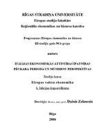 Summaries, Notes 'Itālijas ekonomiskās attīstības īpatnības pēckara periodā un mūsdienu perspektīv', 1.