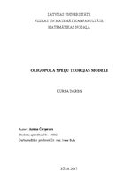 Research Papers 'Oligopola spēļu teorijas modeļi', 1.