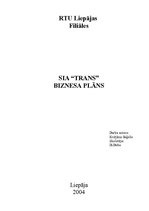 Business Plans 'SIA "Trans"', 1.