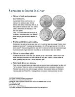 Summaries, Notes 'Eight Reasons to Invest in Silver', 1.