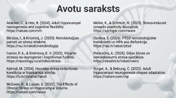 Presentations 'Hroniska stresa ietekme uz hipokampu un mācīšanās spējām', 15.