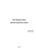 Research Papers 'SIA "Siemens Latvia" finanšu koeficientu analīze', 1.