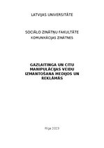 Essays 'Gazlaitinga un citu manipulacijas veidu izmantošana medijos un reklāmās', 1.