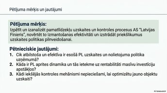 Presentations 'Pamatlīdzekļu uzskaite, kontrole un analīze uzņēmumā AS “Latvijas Finieris”', 3.