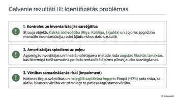 Presentations 'Pamatlīdzekļu uzskaite, kontrole un analīze uzņēmumā AS “Latvijas Finieris”', 11.