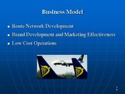 Presentations 'Ryanair Cost Leadership Position and Bussiness Strategy', 8.