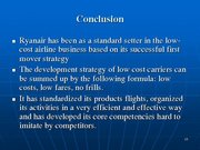 Presentations 'Ryanair Cost Leadership Position and Bussiness Strategy', 15.