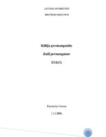 Research Papers 'Kālija permanganāts KMnO4', 1.