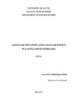 Essays 'Language Situation and Language Policy in Latvia and in Lithuania', 1.