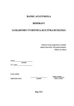 Research Papers 'Saskarsmes un biznesa kultūra Rumānijā', 1.
