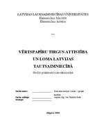 Research Papers 'Vērtspapīru tirgus attīstība un loma Latvijas tautsaimniecībā', 1.