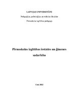 Essays 'Pirmsskolas izglītības iestādes un ģimenes sadarbība', 1.