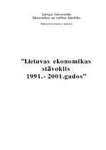 Summaries, Notes 'Lietuvas ekonomikas stāvoklis 1991.-2001.gados', 1.