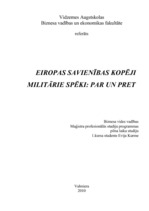Research Papers 'Eiropas Savienības kopējie militārie spēki: par un pret', 1.