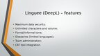 Presentations 'Comparison of Linguee (DeepL), CafeTran Espresso and OmegaT', 3.