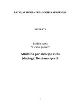 Research Papers 'Atbildība par aizliegto vielu (dopinga) lietošanu sportā', 1.