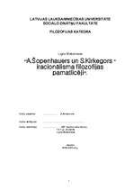 Research Papers 'A.Šopenhauers un S.Kirkegors - iracionālisma filosofijas pamatlicēji', 1.