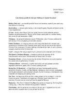 Summaries, Notes 'List of terms specific for the topic "Holidays & Special Occasions"', 1.