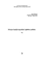 Essays 'Eiropas izgītības kopējā politika', 1.