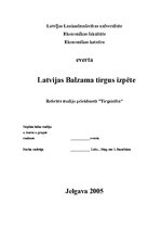 Research Papers 'Tirgus izpēte uzņēmumam "Latvijas Balzams"', 1.