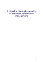 Summaries, Notes 'A Critical Review and Evaluation of Employee Performance Management', 1.