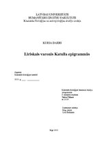 Research Papers 'Liriskais varonis Katulla epigrammās', 1.