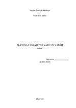 Research Papers 'Platona uzskati par varu un valsti', 1.