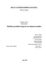 Research Papers 'Pārtikas produktu importa un eksporta analīze', 1.